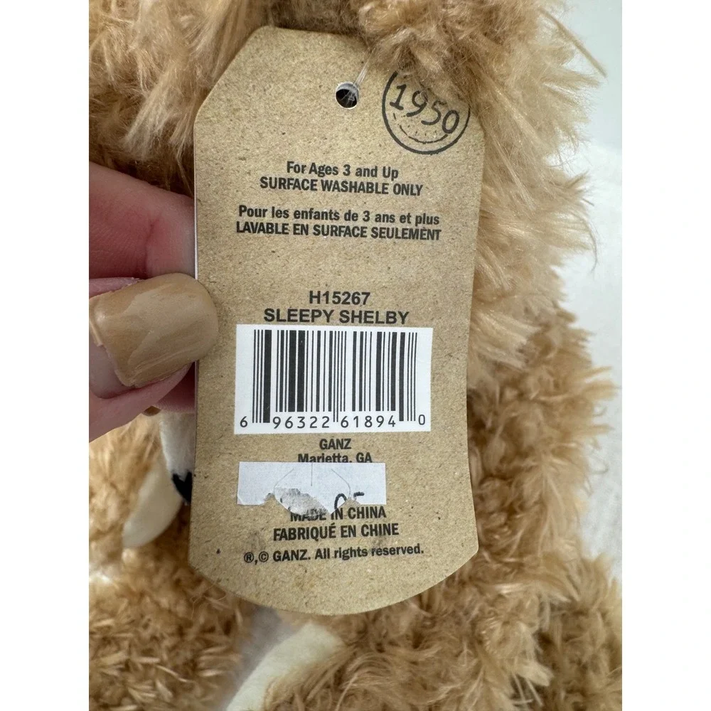 Ganz Sleepy Shelby Bear Plush Tan Shaggy Soft Teddy Bear H15267 15 inch Large